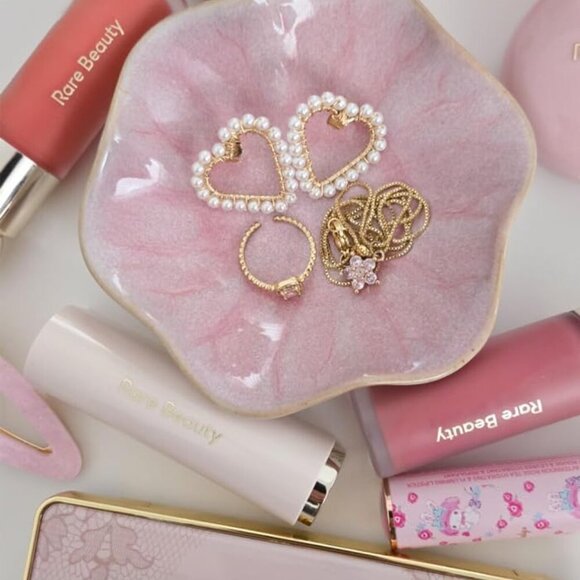 Lotus Leaf Shape Decorative Ring Tray, Small Key Bowl, Ceramic Trinket Tray Jewe - Picture 2 of 8